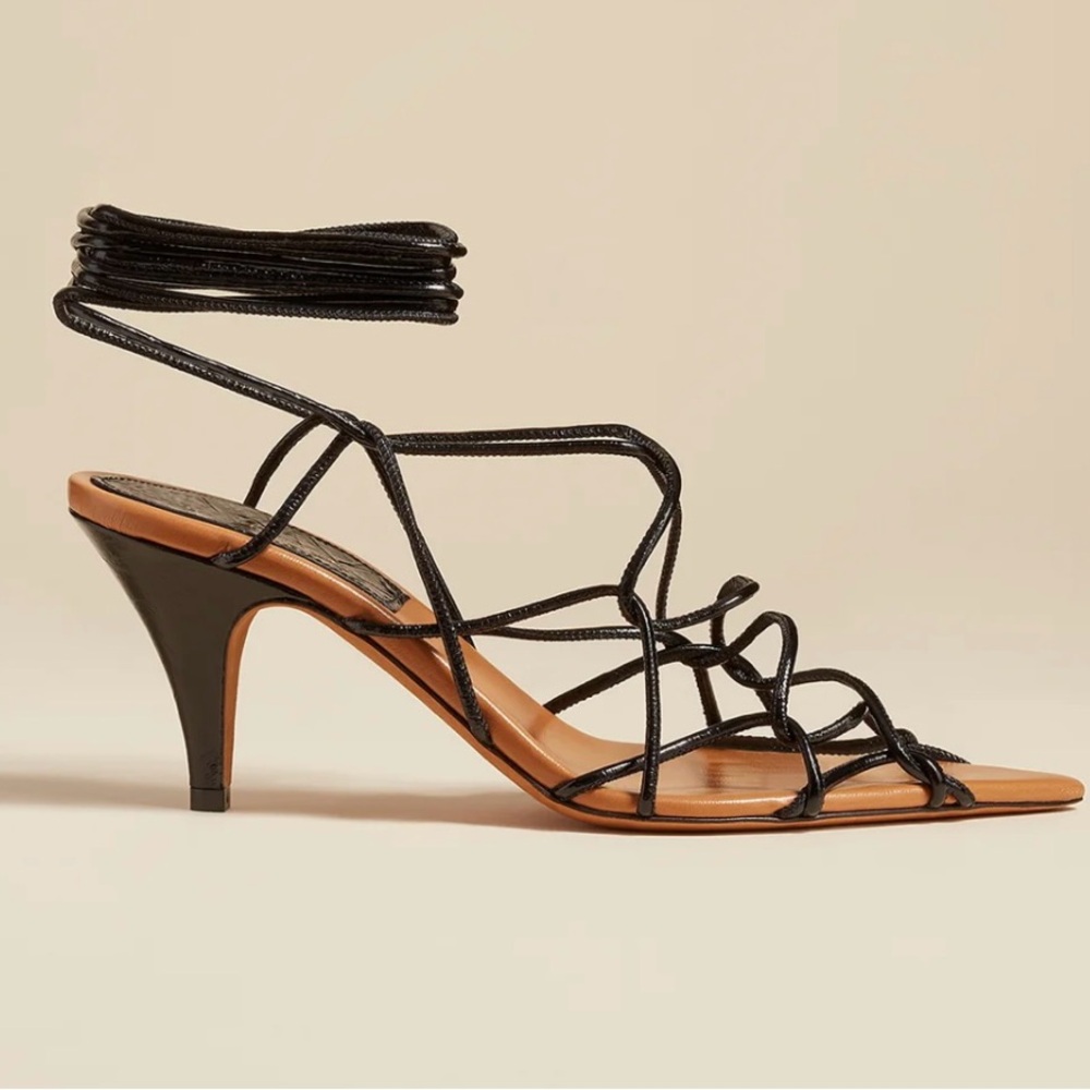 Khaite ARDEN HIGH HEELin Black Crinkled Leather size 37.5